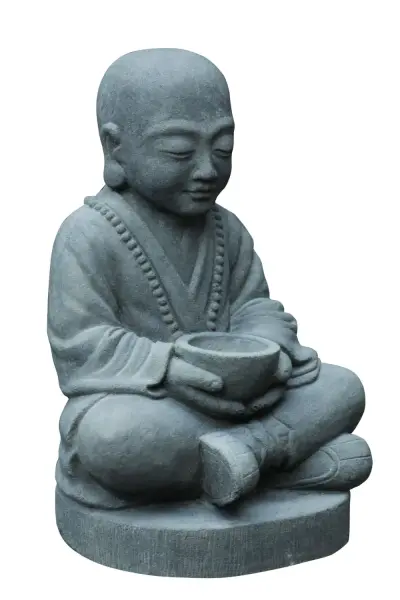 Product image 3 of the product “Sitting monk with bowl, 50cm height, cast lava stone, handcrafted& coloured ”